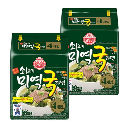 Ottogi Beef Seaweed Soup Ramen 115g, 8 Packs