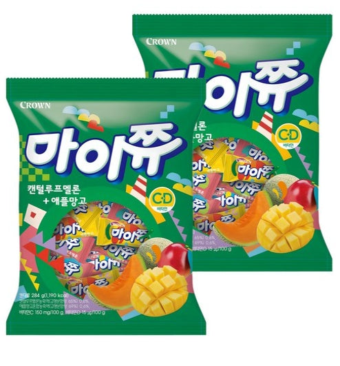 My Chew Pillow Cantaloupe Melon + Apple Mango Candy 284g - 2 Sets