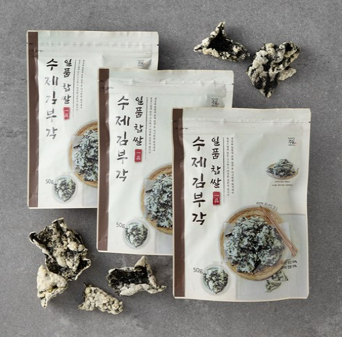Ilpoom Handmade Glutinous Rice Seaweed Chips 50g, 3 Packs