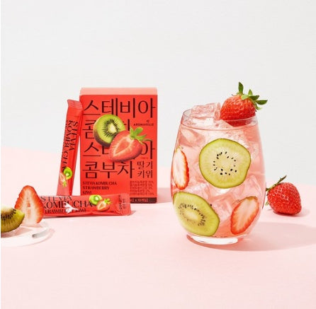 Aromavill Stevia Kombucha Strawberry Kiwi 10 Sticks, 2 Boxes